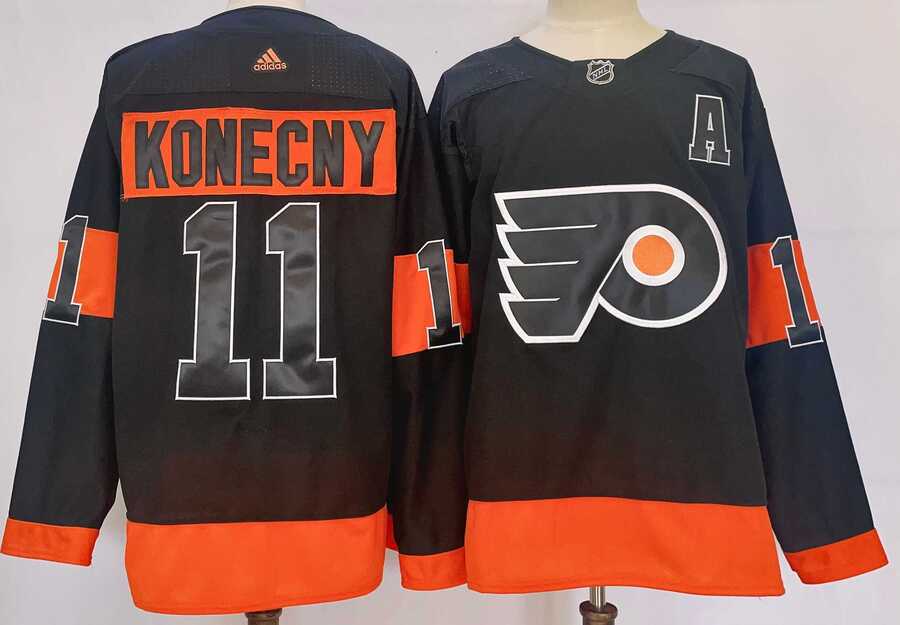 Mens Philadelphia Flyers #11 Travis Konecny Black Alternate Jersey->->NHL Jersey